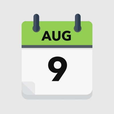 Calendar icon showing 9th August