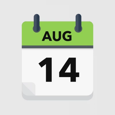 Calendar icon showing 14th August