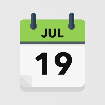 Calendar icon showing 19th July