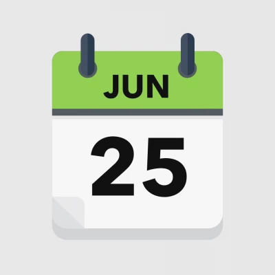 Calendar icon showing 25th June